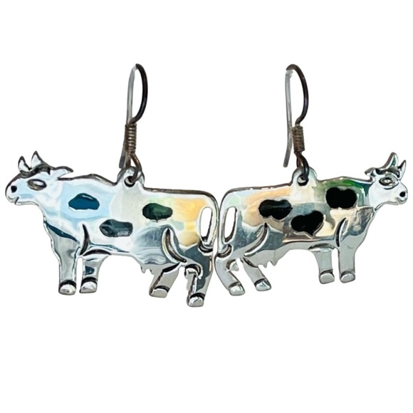 Sterling Silver Cow Earrings NWOT - Picture 1 of 4